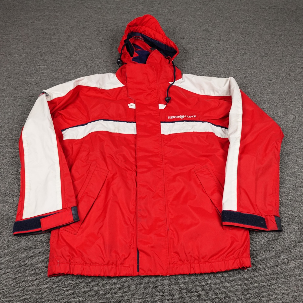 Henri Lloyd Jacket Mens Small Red Striped Hooded Nylon Sailing Parka CT 1000 Amt
